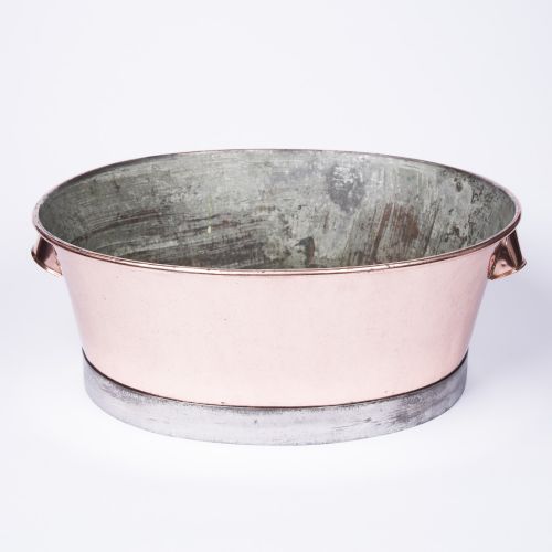 FRENCH OVAL COOPER BOWL WITH HANDLES IRON FOOT - ADDITIONAL PHOTO 8