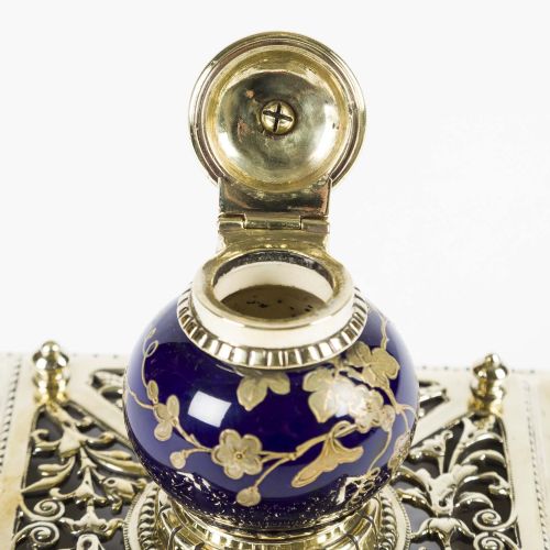 CHINESE STYLE BLUE GOLD CERAMIC INKWELL - ADDITIONAL PHOTO 4