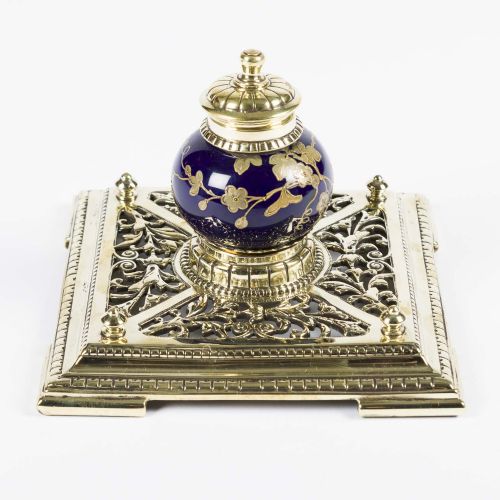 CHINESE STYLE BLUE GOLD CERAMIC INKWELL - ADDITIONAL PHOTO 5
