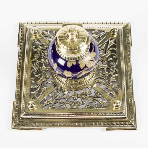 CHINESE STYLE BLUE GOLD CERAMIC INKWELL - ADDITIONAL PHOTO 6