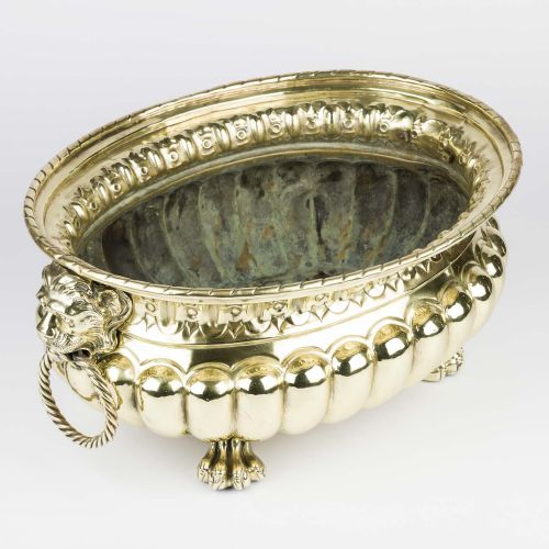 BRASS REPOUSS PLANTER WITH ANIMAL HEADS - ADDITIONAL PHOTO 1