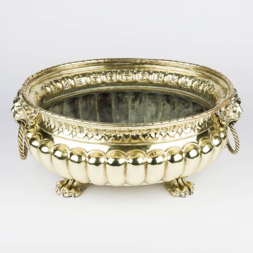 BRASS REPOUSS PLANTER WITH ANIMAL HEADS - ADDITIONAL PHOTO 2