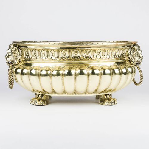 BRASS REPOUSS PLANTER WITH ANIMAL HEADS - ADDITIONAL PHOTO 3