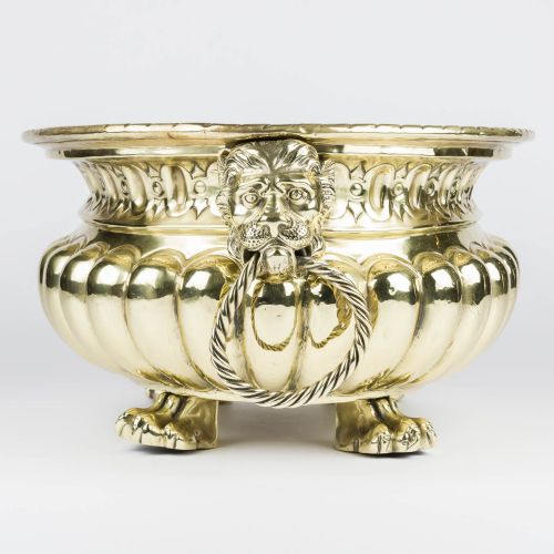 BRASS REPOUSS PLANTER WITH ANIMAL HEADS - ADDITIONAL PHOTO 4