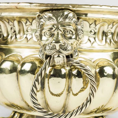 BRASS REPOUSS PLANTER WITH ANIMAL HEADS - ADDITIONAL PHOTO 5