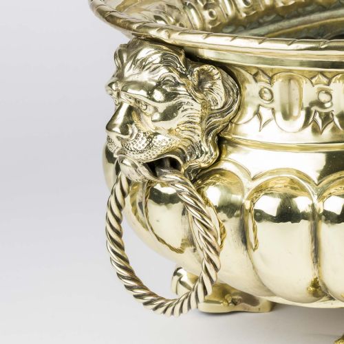 BRASS REPOUSS PLANTER WITH ANIMAL HEADS - ADDITIONAL PHOTO 6