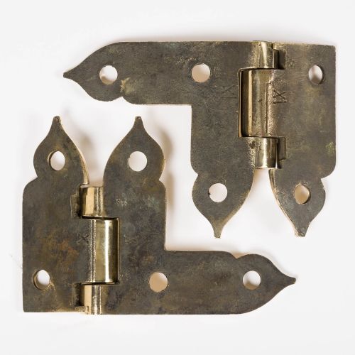 PAIR OF BRASS GOTHIC HINGES - ADDITIONAL PHOTO 2
