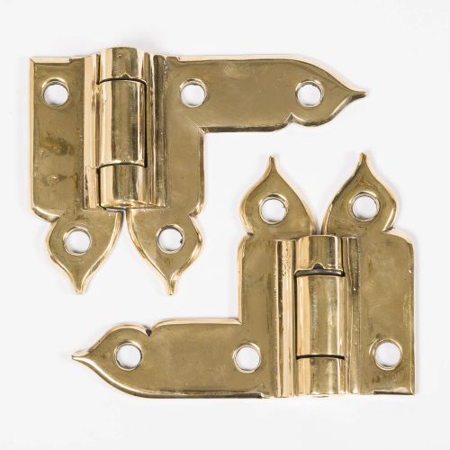 PAIR OF BRASS GOTHIC HINGES - ADDITIONAL PHOTO 3