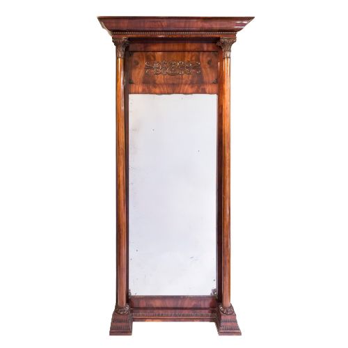 CARVED MAHOGANY PIER MIRROR