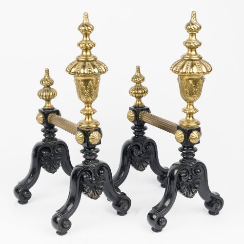 Pair of Iron & Brass Fire Dogs