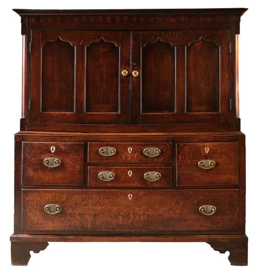 richly patinated oak cardiganshire press cupboard - CATEGORY: ANTIQUE CUPBOARDS - DATED 1800