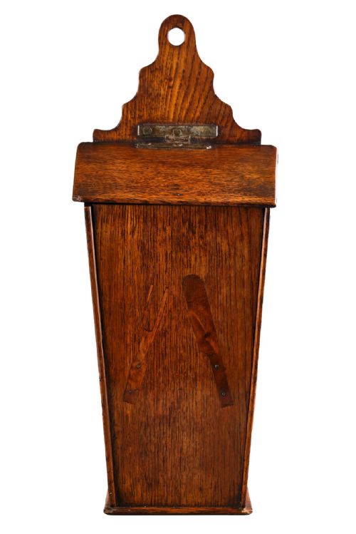 georgian oak wall box - CATEGORY: ANTIQUE BOXES - DATED GEORGIAN