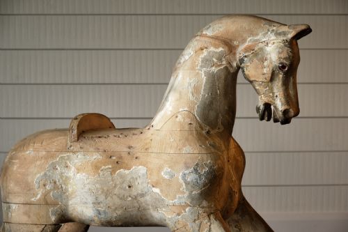 CARVED WOOD ROCKING HORSE SCULPTURE - ADDITIONAL PHOTO 1