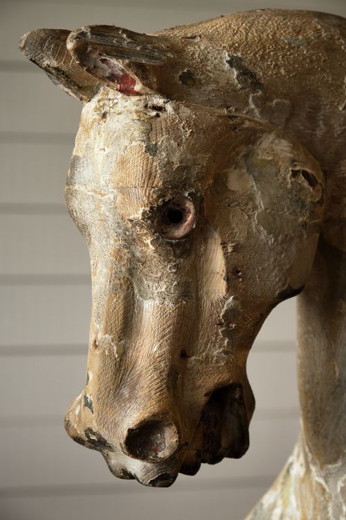 CARVED WOOD ROCKING HORSE SCULPTURE - ADDITIONAL PHOTO 2