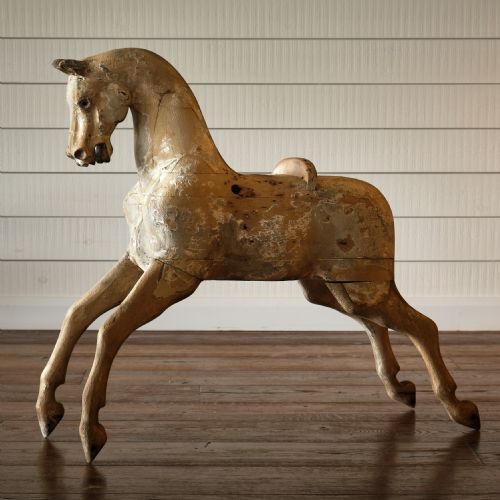 CARVED WOOD ROCKING HORSE SCULPTURE - ADDITIONAL PHOTO 3