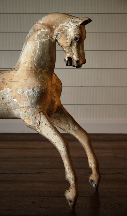 CARVED WOOD ROCKING HORSE SCULPTURE - ADDITIONAL PHOTO 4