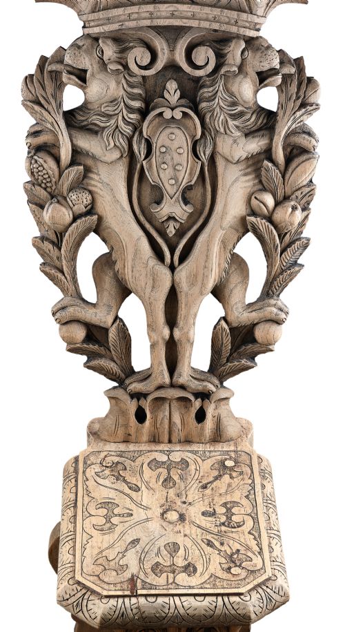 CARVED ELM SGABELLO HALL CHAIR - ADDITIONAL PHOTO 4
