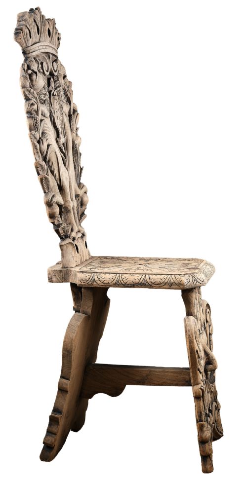 CARVED ELM SGABELLO HALL CHAIR - ADDITIONAL PHOTO 5