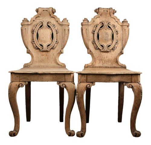 pair of oak hall chairs - CATEGORY: ANTIQUE CHAIRS - DATED 1850