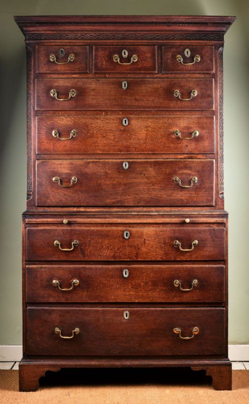 welsh georgian oak chest on chest - CATEGORY: ANTIQUE CHEST OF DRAWERS - DATED 18TH CENTURY
