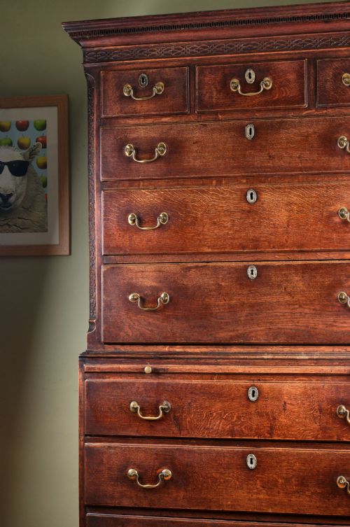 WELSH GEORGIAN OAK CHEST ON CHEST - ADDITIONAL PHOTO 1