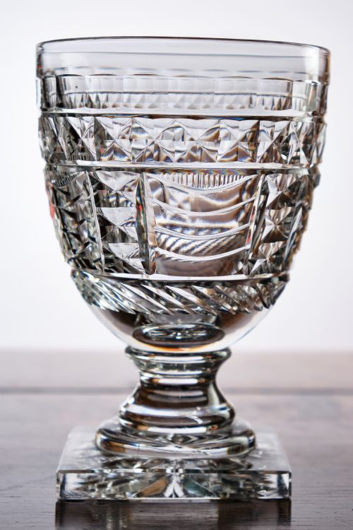 set of six large cut glass rummers or drinking glasses - CATEGORY: ANTIQUE GLASS - DATED 1940
