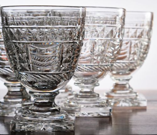 SET OF SIX LARGE CUT GLASS RUMMERS OR DRINKING GLASSES - ADDITIONAL PHOTO 1