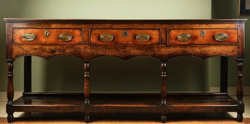 superbly patinated welsh oak low dresser or server - CATEGORY: ANTIQUE DRESSERS - DATED GEORGIAN