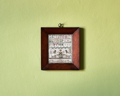 miniature silkwork sampler - CATEGORY: ANTIQUE MISCELLANEOUS - DATED 1800