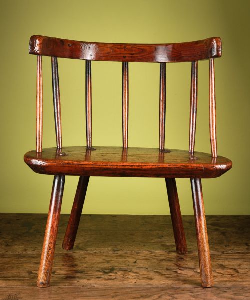 superbly patinated ash and pine lowback stick chair - CATEGORY: ANTIQUE CHAIRS - DATED 1800