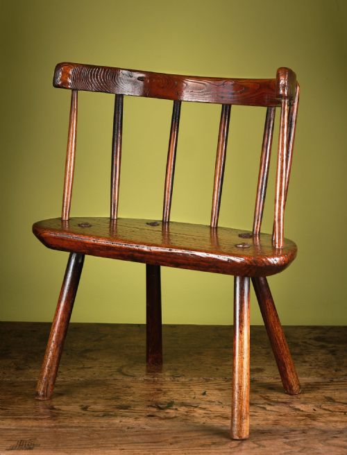 SUPERBLY PATINATED ASH AND PINE LOWBACK STICK CHAIR - ADDITIONAL PHOTO 1
