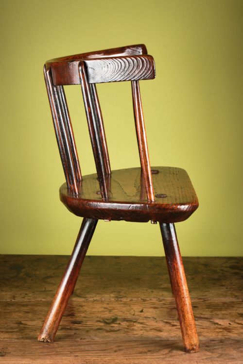 SUPERBLY PATINATED ASH AND PINE LOWBACK STICK CHAIR - ADDITIONAL PHOTO 2