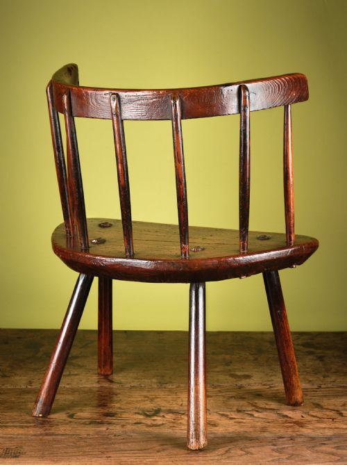 SUPERBLY PATINATED ASH AND PINE LOWBACK STICK CHAIR - ADDITIONAL PHOTO 4