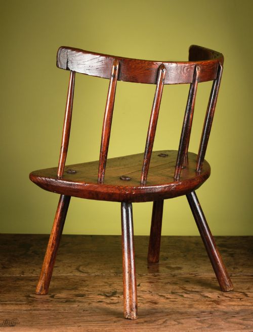 SUPERBLY PATINATED ASH AND PINE LOWBACK STICK CHAIR - ADDITIONAL PHOTO 5