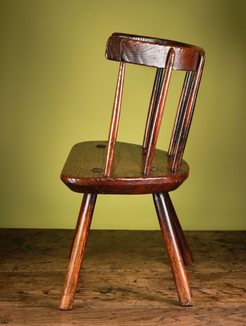 SUPERBLY PATINATED ASH AND PINE LOWBACK STICK CHAIR - ADDITIONAL PHOTO 6