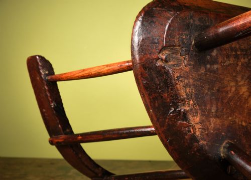 SUPERBLY PATINATED ASH AND PINE LOWBACK STICK CHAIR - ADDITIONAL PHOTO 12