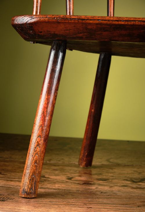 SUPERBLY PATINATED ASH AND PINE LOWBACK STICK CHAIR - ADDITIONAL PHOTO 14