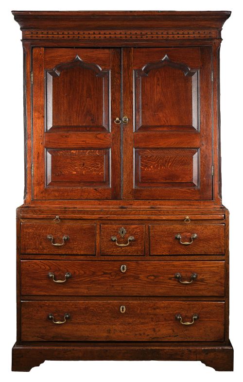 small oak and inlaid cupboard from cardiganshire - CATEGORY: ANTIQUE CUPBOARDS - DATED 18TH CENTURY