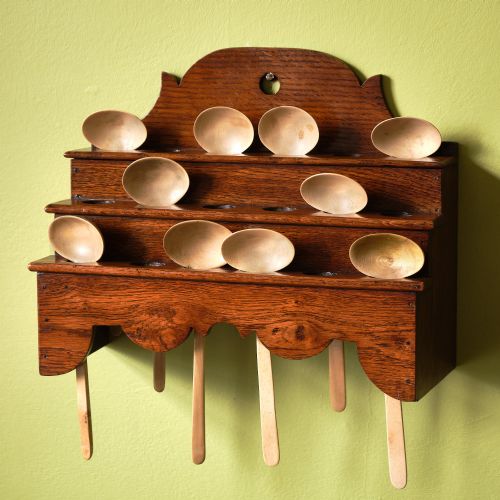 WELSH OAK SPOON RACK TEN SYCAMORE CAWL SPOONS - ADDITIONAL PHOTO 1