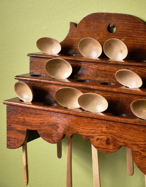 WELSH OAK SPOON RACK TEN SYCAMORE CAWL SPOONS - ADDITIONAL PHOTO 2