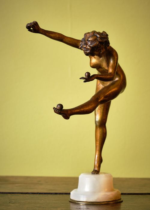 ART DECO BRONZE FIGURE THE JUGGLER SIGNED CJR COLINET - ADDITIONAL PHOTO 2