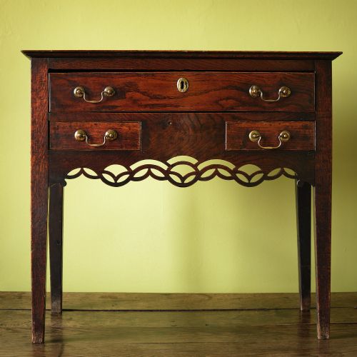WELSH OAK SIDE TABLE WITH PIERCED FRIEZE - ADDITIONAL PHOTO 1