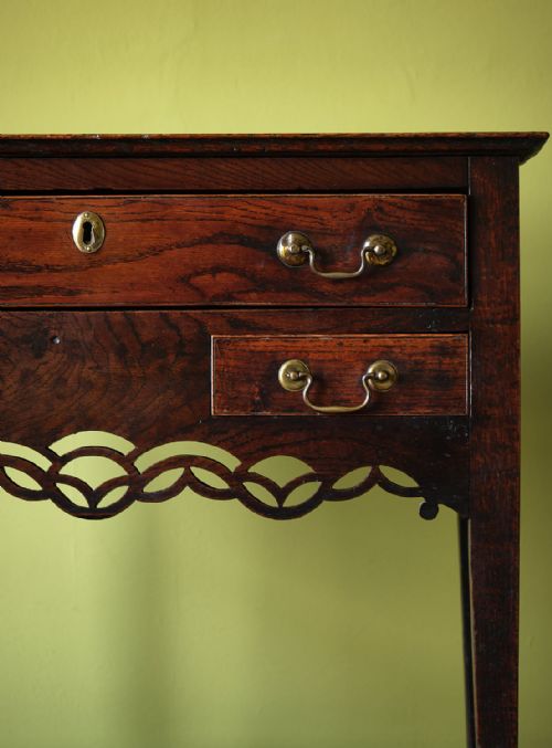 WELSH OAK SIDE TABLE WITH PIERCED FRIEZE - ADDITIONAL PHOTO 2