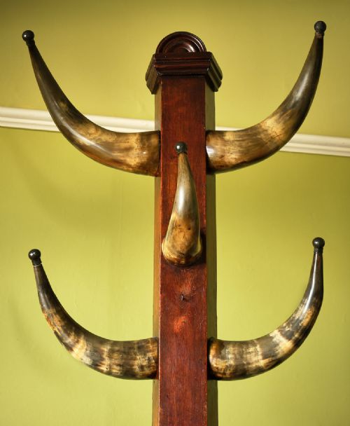 UNUSUAL COW HORN AND OAK HALLSTAND - ADDITIONAL PHOTO 2