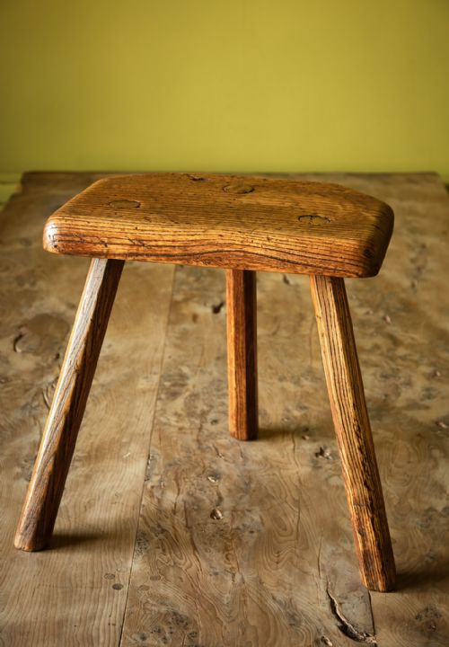 WELSH ELM AND ASH MILKING STOOL BRANDED BODEN CO - ADDITIONAL PHOTO 1