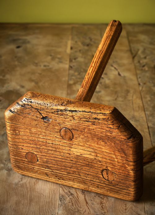 WELSH ELM AND ASH MILKING STOOL BRANDED BODEN CO - ADDITIONAL PHOTO 2