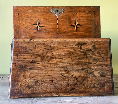 GEORGIAN WELSH OAK AND INLAID COFFOR BACH - ADDITIONAL PHOTO 7