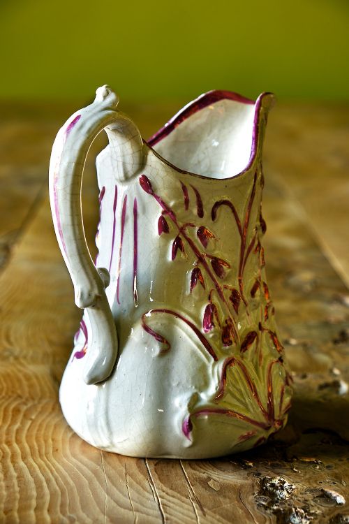YNYSMEUDWY PINK LUSTRE DECORATED POTTERY JUG - ADDITIONAL PHOTO 1