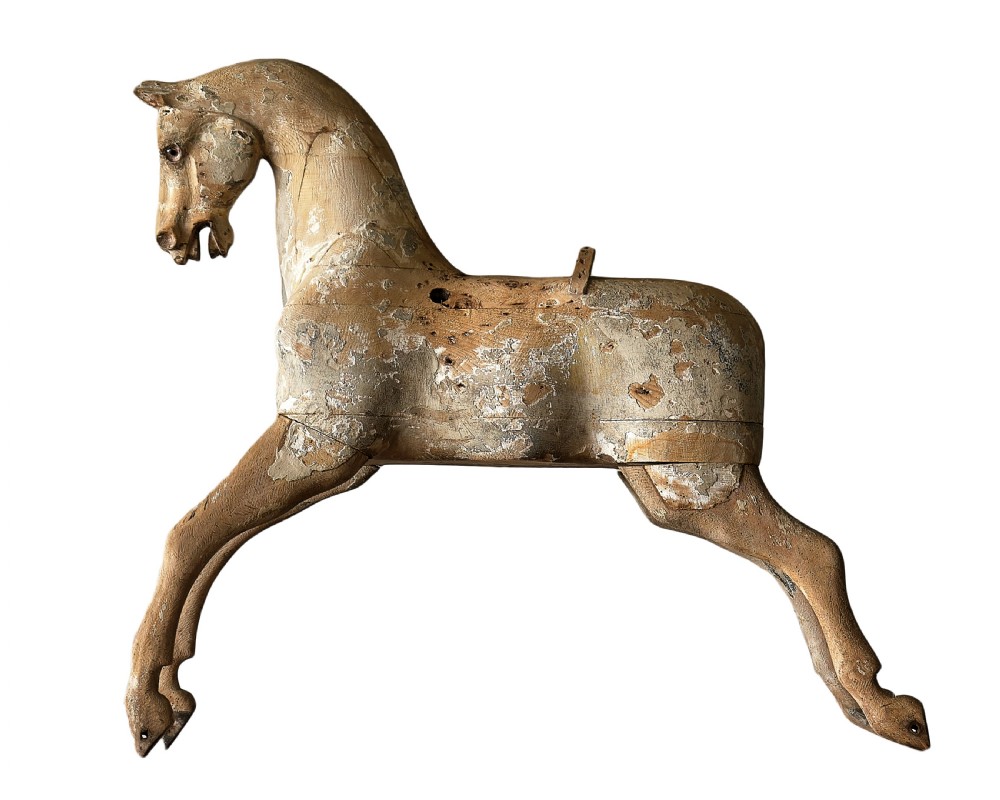 Carved Wood Rocking Horse Sculpture