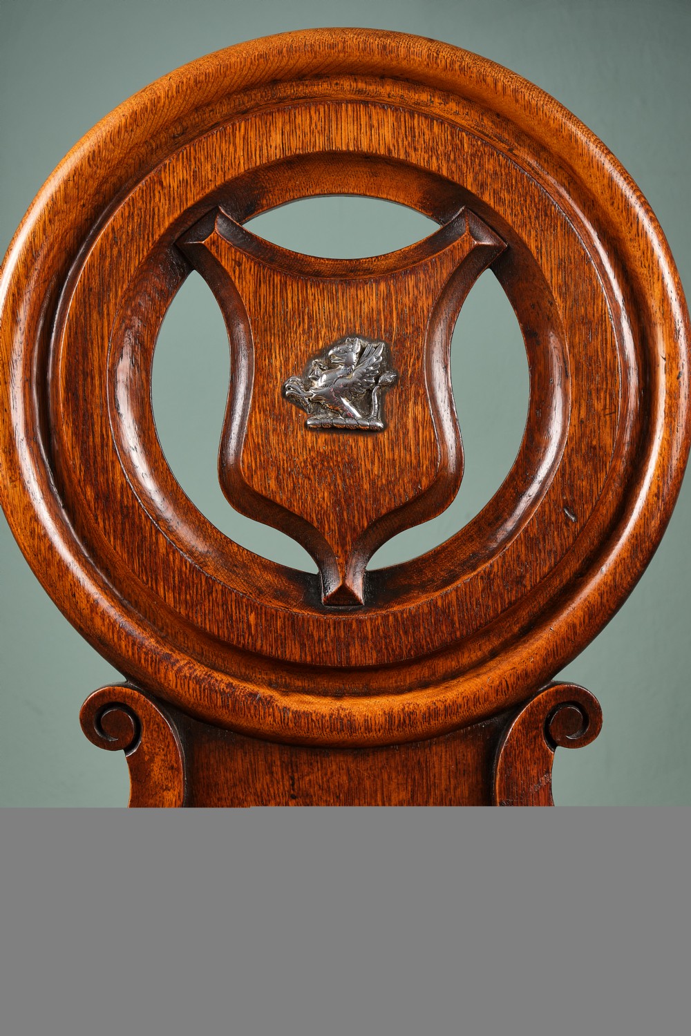 Pair of Victorian Oak Crested Hall Chairs View IV